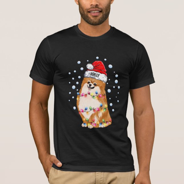 Camiseta Cachorro Pomerano de Natal Leve (Frente)