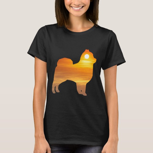 Camiseta Cachorro Pomerano Silhouter Sunrise (Frente)