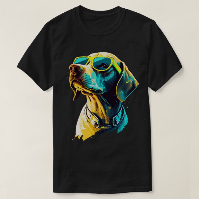Camiseta Cachorro ponteiro com óculos de sol (Frente do Design)