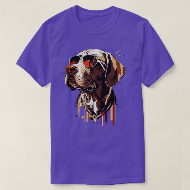 Camiseta Cachorro ponteiro com óculos de sol 2 (Frente do Design)