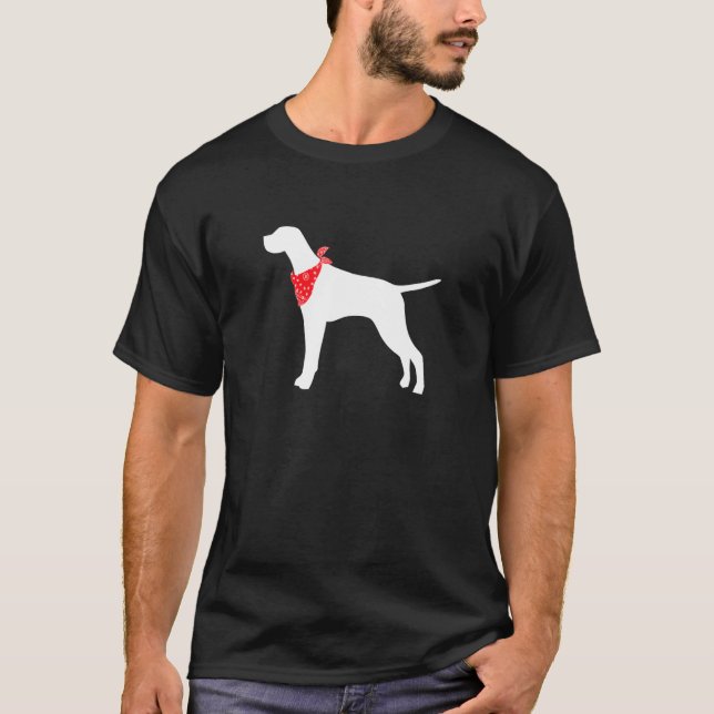 Camiseta Cachorro-Ponteiro Inglês Vestindo Bandana Vermelha (Frente)