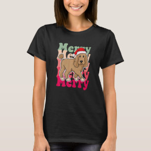 Camiseta Cachorro Poodle Chapéu de Natal de Santa Família C
