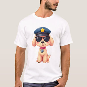 Camiseta Cachorro Poodle Policial Anime Chibi