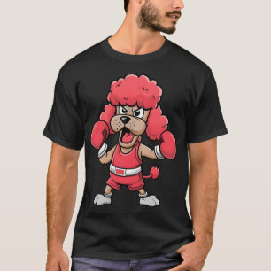 Camiseta Cachorro Poodle Zangado com Luvas de Boxe Animal D