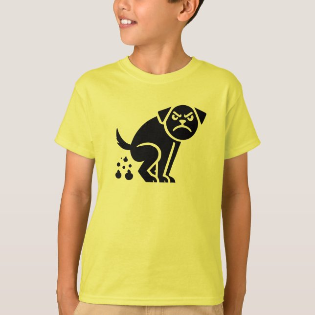 Camiseta Cachorro Pooping Irritado (Frente)