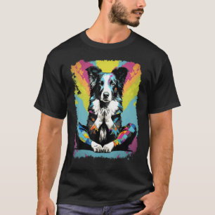 Camiseta Cachorro Pop Art Meditação Yoga Border Collie