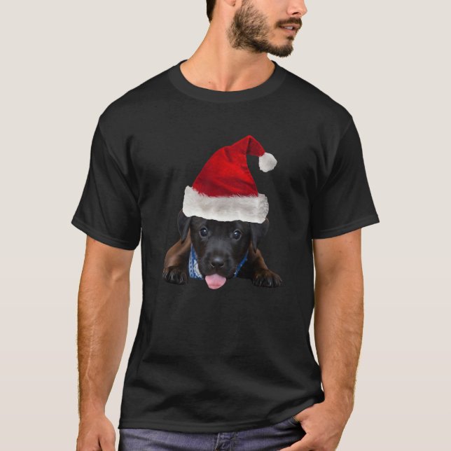 Camiseta Cachorro-preto Cachorro-branco Puppy Santa Imagem  (Frente)