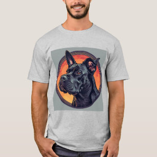 Camiseta Cachorro Preto Elegante Retrato Minimalista Estéti