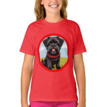 Cachorro Preto Fofo Com Coleira Vermelha em Estilo