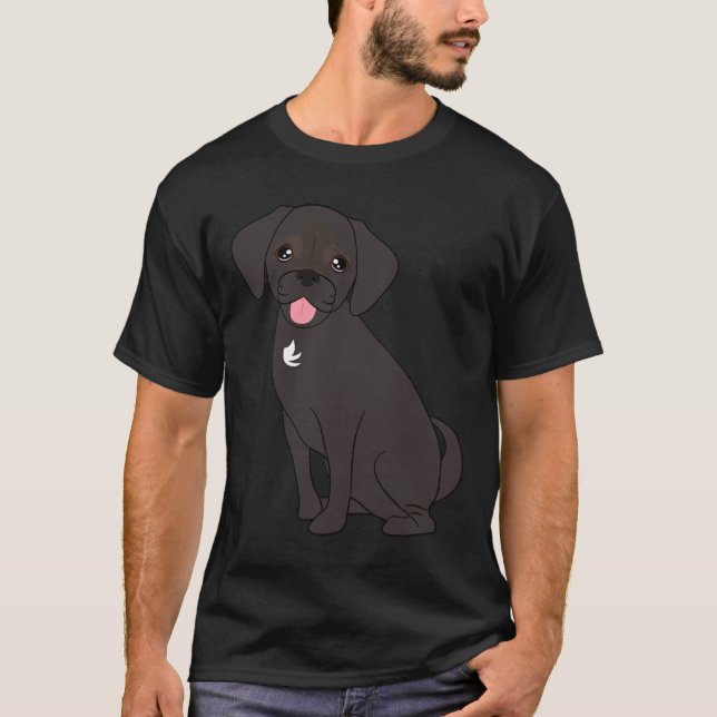Camiseta Cachorro Preto Fofo Puggle (Frente)