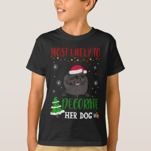 Camiseta Cachorro Preto Pomerânia Natal Mais Provável Decor