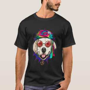 Camiseta Cachorro Psicodélico Hippie Golden Retriever Sinal