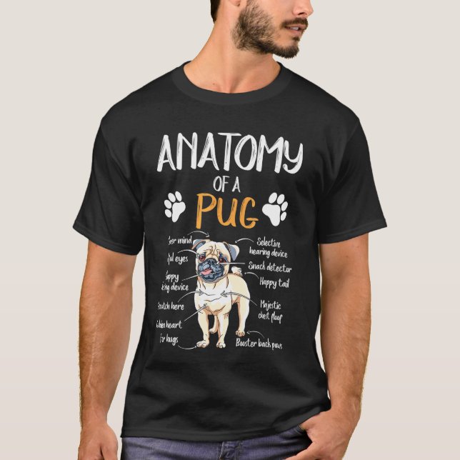 Camiseta Cachorro Pug Anatomia Engraçada (Frente)