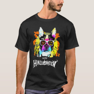 Camiseta Cachorro Pug Arco-íris de Halloween Noite Assustad