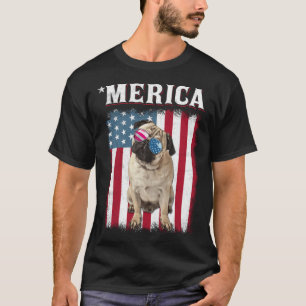 Camiseta Cachorro Pug Bandeira Americana Cachorro 4 De Julh