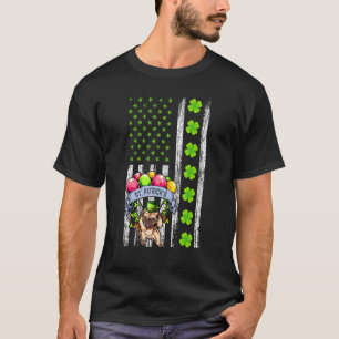 Camiseta Cachorro Pug Bandeira Americana Dia de São Patríci