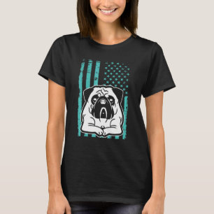 Camiseta Cachorro Pug Bandeira Americana dos EUA 4