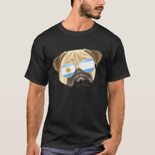 Camiseta Cachorro Pug Bandeira Argentina Argentina Bolso