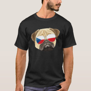 Camiseta Cachorro Pug Bandeira Tcheca República Tcheca Bols