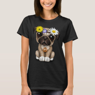 Camiseta Cachorro Pug Bonito Hippie 697