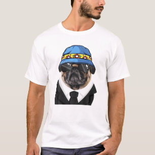 Camiseta Cachorro Pug Com Coletes Desenhados Balde Que Engr