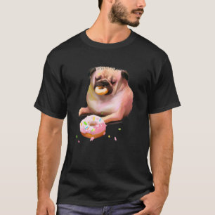 Camiseta Cachorro Pug Comendo Donut 2