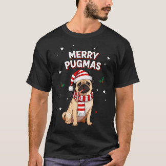 Camiseta Cachorro Pug de Natal Fofo, Feliz Pugmas, Natal Di