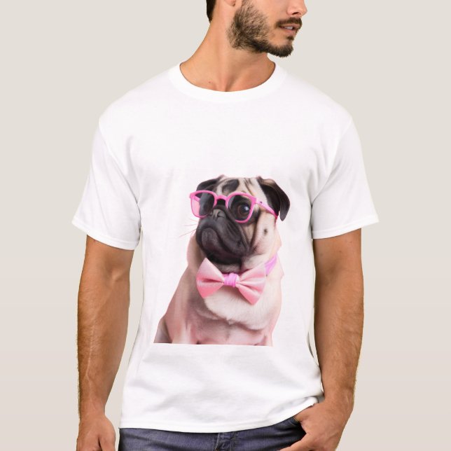 Camiseta cachorro pug em um laço (Frente)