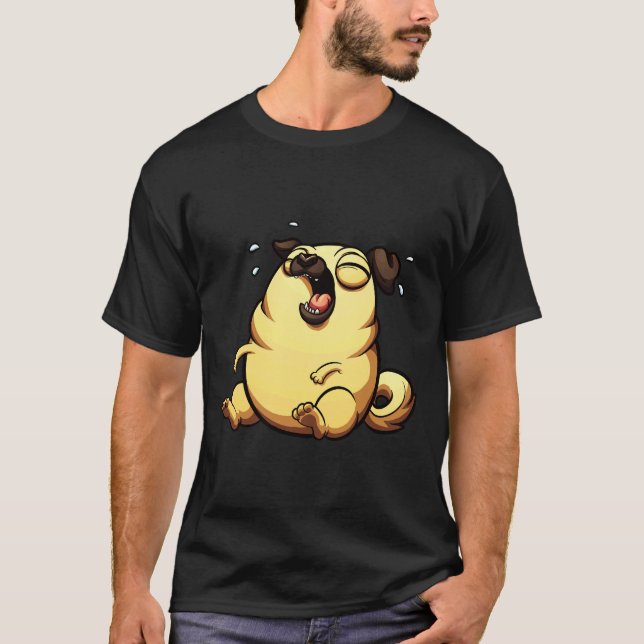 Camiseta Cachorro Pug Engraçado Chorando Não (Frente)