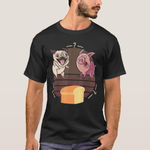 Camiseta Cachorro Pug Engraçado Pão de Porco, comparação Pu