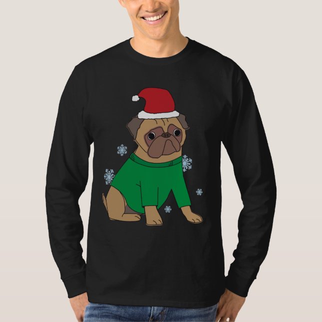 Camiseta Cachorro Pug Festivo Ilustrado Pug Cachorro (Frente)