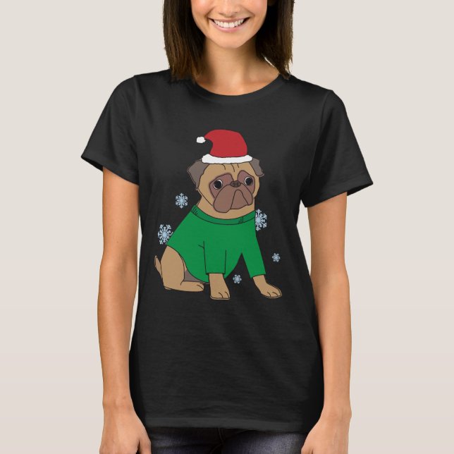 Camiseta Cachorro Pug Festivo Ilustrado Pug Cachorro (Frente)
