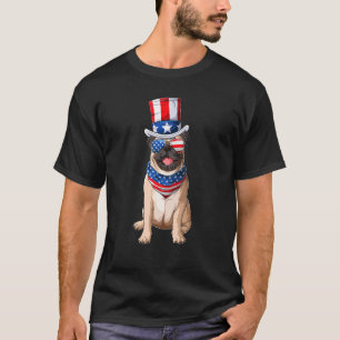 Camiseta Cachorro Pug Fofinho Chapéu Bandeira Americana Pat