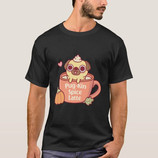 Camiseta Cachorro Pug Fofinho Pugkin Abobrinha Temática de  (Frente)