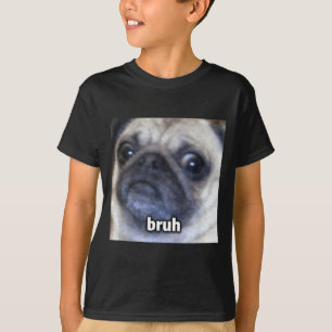 Camiseta Cachorro Pug Fofo Bruh Cara Borrosa