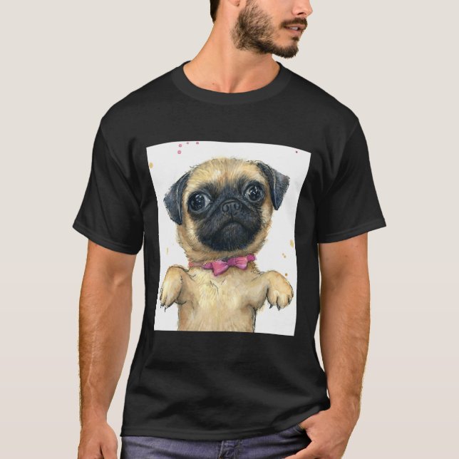 Camiseta Cachorro Pug Fofo Clássico  175 (Frente)