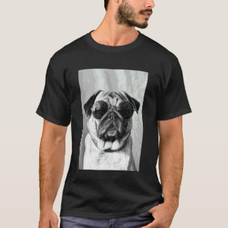 Camiseta Cachorro Pug Fofo com Óculos de Sol Amante de Anim