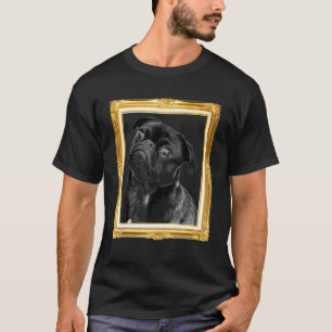 Camiseta Cachorro Pug Fofo em Molduras Douradas