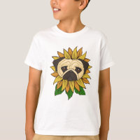 Cachorro Pug Fofo em um Girassol