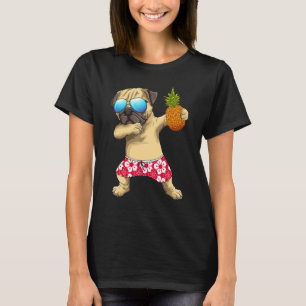 Camiseta Cachorro Pug Fofo Fazendo Dab Com Abacaxi Fruta Tr