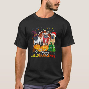 Camiseta Cachorro Pug Fofo Feliz Hallothanksmas Dia das Bru
