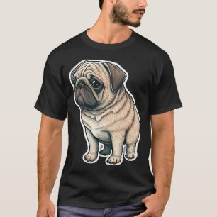 Camiseta Cachorro Pug Fofo Olhos Grandes Desenho Divertido