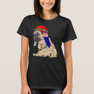 Camiseta Cachorro Pug Fofo Retro Orgulho Bandeira Croácia
