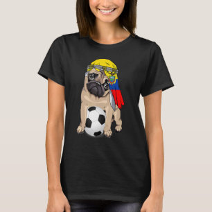 Camiseta Cachorro Pug Fofo Retro Orgulho Bandeira Equador