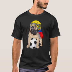 Camiseta Cachorro Pug Fofo Retro Orgulho Bandeira Equador