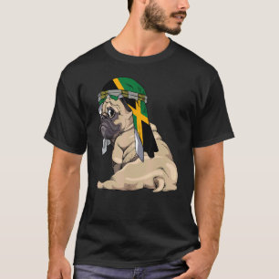 Camiseta Cachorro Pug Fofo Retro Orgulho Bandeira Jamaica