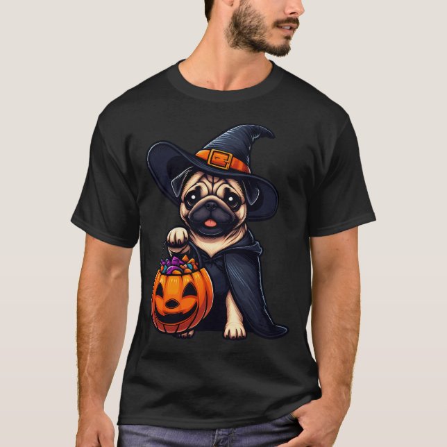 Camiseta Cachorro Pug Halloween (Frente)