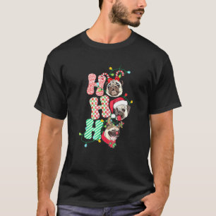 Camiseta Cachorro Pug Ho Ho Ho Natal Para Cão Natal