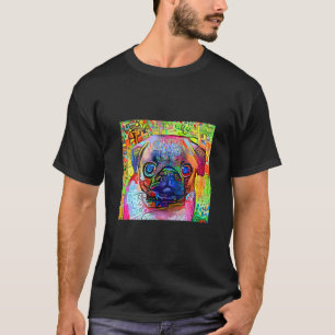 Camiseta Cachorro Pug Impressionista Colorido