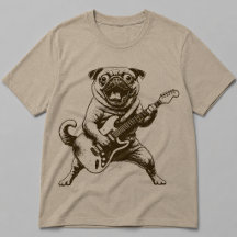 Cachorro Pug Louco por Rock Despedacando Guitarra
